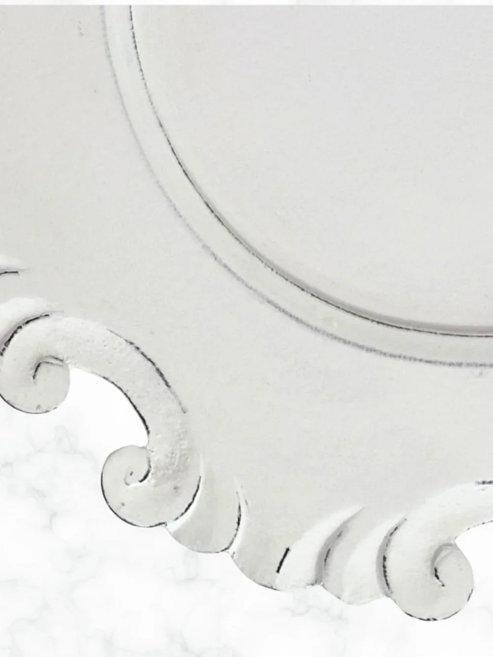 PIER 1 IMPORTS Set of 2 Distressed White Wood Scroll Charger Plates 13